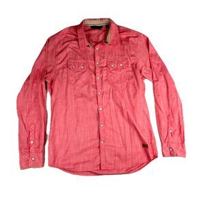 Outpost Makers Mens Long Sleeve Red Button Up Shirt Size Large